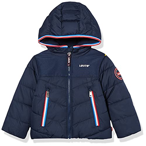 Levi's kids LVN-Puffer de Medios Mixtos Chaqueta, Azul a Cuadros, 6 Meses para Bebés