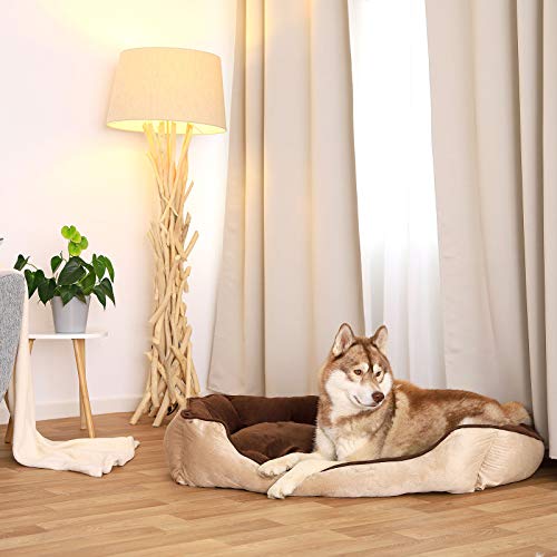 lionto Cama perros 2 en 1 cojín perros sofá perros tamaño (L) 110x80 cm marrón/beige