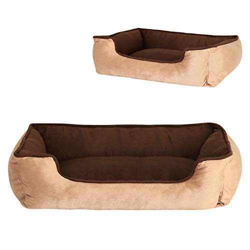 lionto Cama perros 2 en 1 cojín perros sofá perros tamaño (L) 110x80 cm marrón/beige