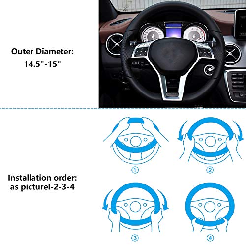 LMYDIDO Funda de cuero para volante de coche, antideslizante, transpirable, fibra de carbono, banda elástica deportiva sin anillo interior, cubierta para volante, tamaño universal, 37 – 39 cm (Azul)