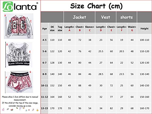 LOLANTA 4 Piezas de niñas Hip Hop Dance Costume Kids Lentejuelas Jazz Dance Clothes Set Calcetines adjuntos