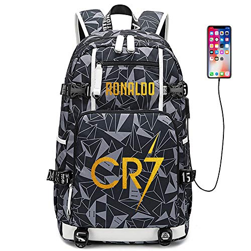 Lorh's store Jugador de fútbol Estrella Cristiano Ronaldo Mochila multifunción CR7 Estudiante de Viaje Mochila fanáticos del fútbol Mochila para Hombres Mujeres (Stlye 8)