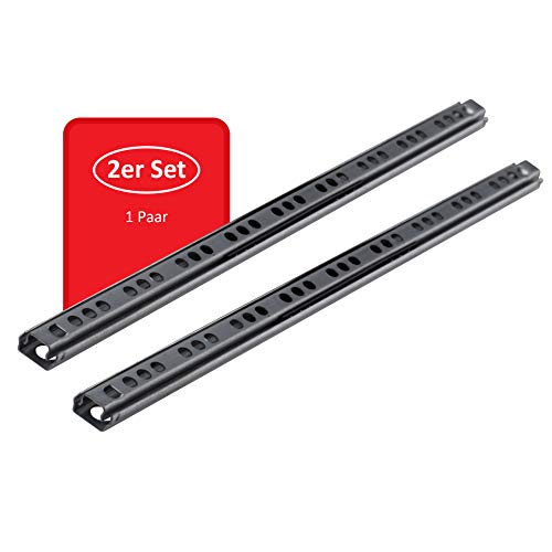 LouMaxx Set de 2 Correderas de Bolas (1 par) - Guías correderas para Cajones 240 mm 17 mm de ranura, carriles para cajones - sistema de correderas para cajones de alta calidad