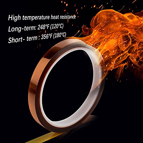 LUTER 2 Rollos Cinta Temperatura Cinta Resistente al Calor Cinta de Sublimación Cinta Térmica para Impresión por Sublimación Transferencia Calor Aislamiento Soldadura por Ola(10 mm x 33 m, Tawny)