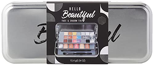 Markwins Lata de Maquillaje New Hello Beautiful - The Color Workshop - Un Kit de Maquillaje Profesional Completo en una Caja de Lata Metalizada y Fashion con 3 Pisos para Llevar Siempre Contigo