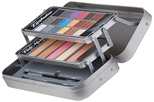 Markwins Lata de Maquillaje New Hello Beautiful - The Color Workshop - Un Kit de Maquillaje Profesional Completo en una Caja de Lata Metalizada y Fashion con 3 Pisos para Llevar Siempre Contigo