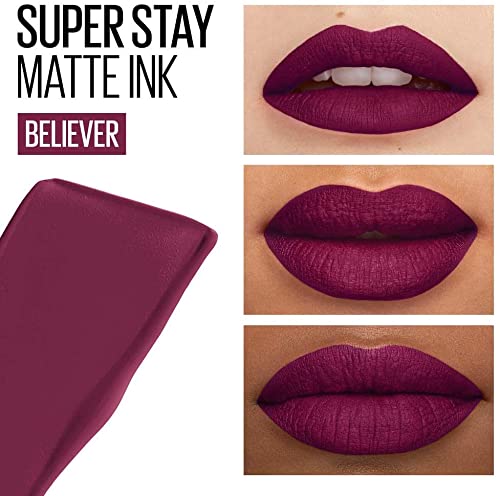 Maybelline New York SuperStay Matte Ink, Pintalabios Mate de Larga Duración, Tono 40 - Believer, Púrpura