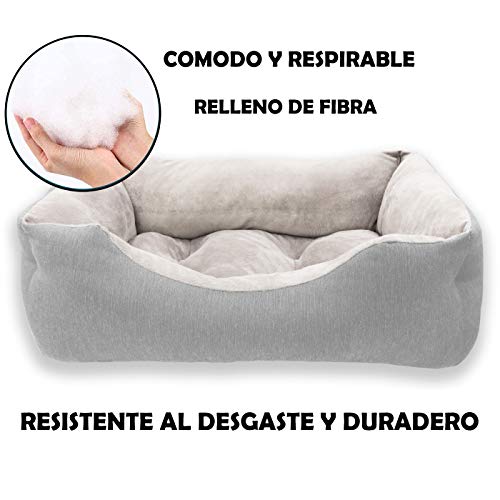 MERCURY TEXTIL- Sofá, Cesta,Cama Comoda para Perros,Gatos y Mascotas, con Relleno de Fibras Super Suave,Resistente al Desgaste y Duradero (Mediano, Gris)