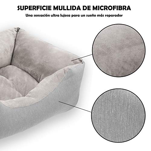 MERCURY TEXTIL- Sofá, Cesta,Cama Comoda para Perros,Gatos y Mascotas, con Relleno de Fibras Super Suave,Resistente al Desgaste y Duradero (Mediano, Gris)