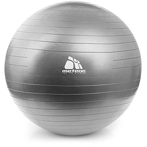 meteor Pelota Gimnasia Pelota de Ejercicio para Fitness Balón De Ejercicios con Bomba para Hombres y Mujeres Fitness Yoga Pilates (85 cm, Plata)