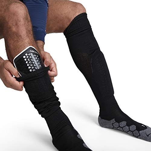 Mitre Aircell Speed Slip Football Shin Pads - Black/White, Medium