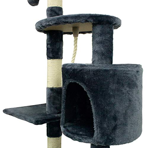 Mobiclinic, Rascador árbol para Gato, Modelo Silvestre, Mediano, para Escalar, 3 Alturas, Soporta hasta 10 kg, con Plataformas y refugios, Juguete Desestresante, Cuerda de sisal, Gris