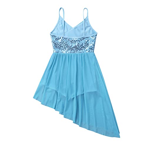 MSemis Vestido Princesa de Danza Ballet para Niña Vestido Lentejuelas de Patinaje Aristico Maillot Brillante de Gimnasia Ritmica Ropa Ballet Niña Azul 12-14 años