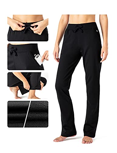 NAVISKIN Pantalones con Forro Polar para Mujer Pants Casuales Pantalón Atlético Deportivo de Running Correr Térmicos Chándal Deporte Yoga Fitness Entrenamiento con Bolsillos Laterales Negro,XXL