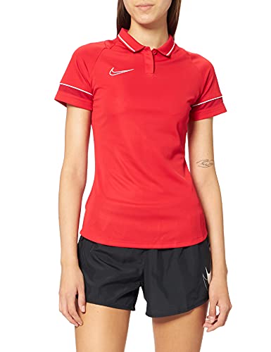 NIKE Dri-FIT Academy Camisa Polo, Mujer, Universidad Rojo/Blanco/Gimnasio Rojo/Blanco, S