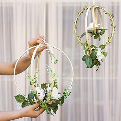 Nobranded Aros para atrapasueños, 11 tamaños Madera de bambú Guirnalda Floral aro Madera para atrapasueños, decoración de Coronas de Boda y Manualidades - 40cm