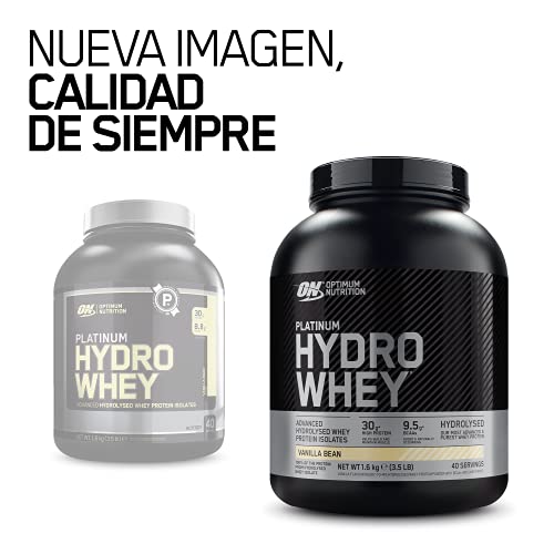 Optimum Nutrition Hydro Whey, Proteinas Whey en Polvo, Proteina de Suero para Masa Muscular y Musculacion, Fuente de BCAA, Bajo en Calorías, Vainilla, 40 Porciones, 1.6 kg, el Envase Puede Variar