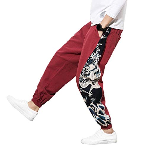 Pantalones de Hombre Pantalones Casuales de Estilo Chino Pantalones de Costura Moda Talla Grande Viga Pies Harem Endurance Cargo Combat Work Trouser