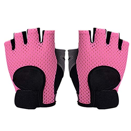 PHILSP Fitness Mitones Mujeres Fitness Medio Dedo Guantes Malla Transpirable Entrenamiento Manoplas de Levantamiento de Pesas Negro M