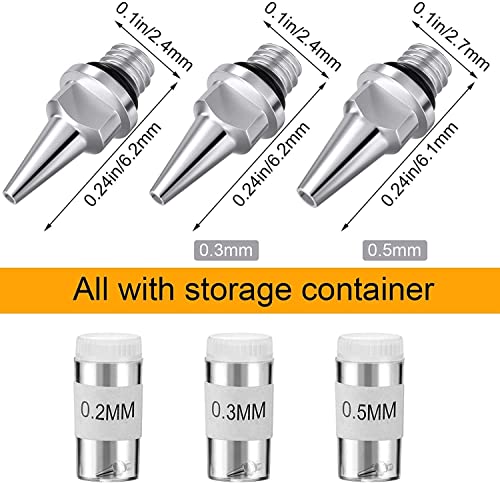 Piezas de recambio para pistola aerográfica, boquilla, aguja, tapa, 0,2 mm, 0,3 mm, 0,5 mm