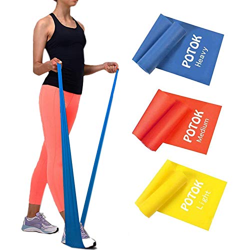 Potok - Juego de 3 bandas elásticas de diferentes dificultades para fitness, yoga, pilates, musculación, etc.