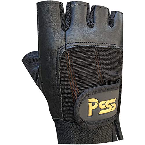 Prime Leather Levantamiento Pesas Acolchado Guantes DE Cuero Entrenamiento FÍSICO Culturismo Deportes Gimnasia & Silla DE Ruedas Uso - Negro, Mediana