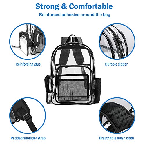 Procase Mochila Transparente Plástica Grande, Mochila Escolar PVC Resistente al Agua para el Día a Día IR a Trabajar Escuela Estadio Supermercado Gimnasio Piscina Playa -Negro