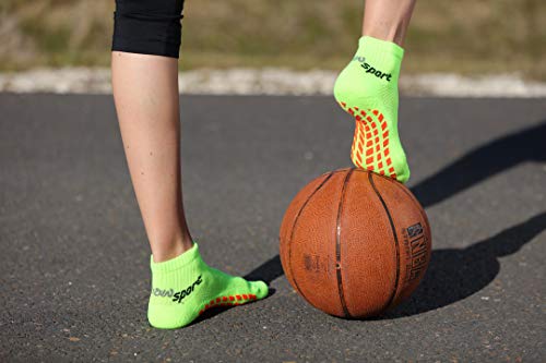 Rainbow Socks - Hombre Mujer Calcetines Antideslizantes de Deporte - 2 Pares - Naranja Verde - Talla 36-38