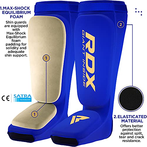 RDX Espinilleras Kick Boxing Muay Thai, Aprobado por SATRA, Espinilla Empeine Protección Pads, MMA Shin Pierna Guardia para Artes Marciales Sparring Boxeo BJJ Kárate Entrenamiento, Hombre Mujere