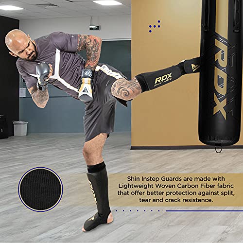 RDX Espinilleras Kick Boxing Muay Thai, Aprobado por SATRA, Espinilla Empeine Protección Pads, MMA Shin Pierna Guardia para Artes Marciales Sparring Boxeo BJJ Kárate Entrenamiento, Hombre Mujere