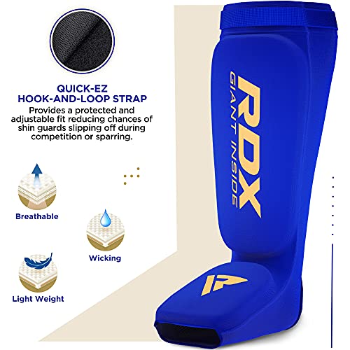 RDX Espinilleras Kick Boxing Muay Thai, Aprobado por SATRA, Espinilla Empeine Protección Pads, MMA Shin Pierna Guardia para Artes Marciales Sparring Boxeo BJJ Kárate Entrenamiento, Hombre Mujere