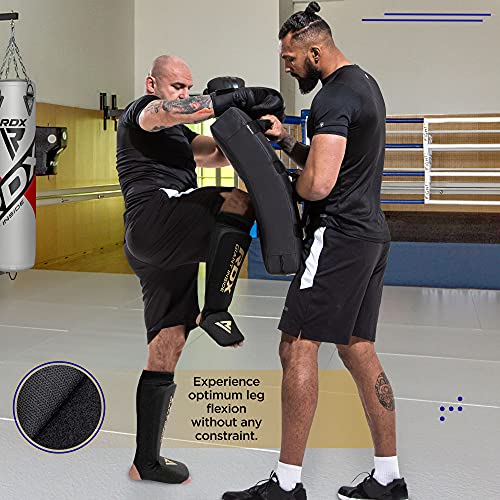 RDX Espinilleras Kick Boxing Muay Thai, Aprobado por SATRA, Espinilla Empeine Protección Pads, MMA Shin Pierna Guardia para Artes Marciales Sparring Boxeo BJJ Kárate Entrenamiento, Hombre Mujere