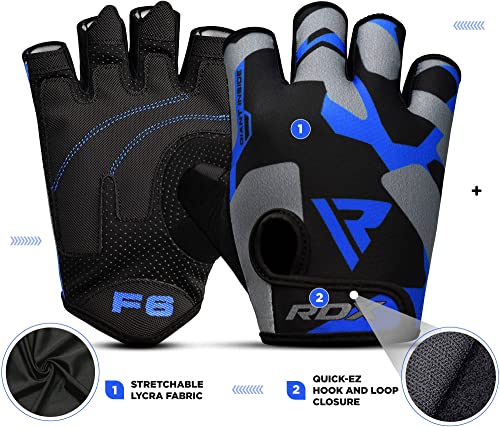 RDX Guantes Gimnasio Levantamiento de Pesas, Antideslizante Acolchado Agarre Protección, Respirable Fitness Gym Gloves para Powerlifting Musculación Culturismo Workout Entrenamiento, Hombre Mujere