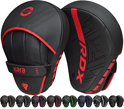 RDX Manoplas de Boxeo Muay Thai MMA Entrenamiento Paos, Maya Hide Cuero Curvadas Boxing Pads, Kara Gancho Y Jab Patada Almohadilla para Kick Boxing Sparring Artes Marciales Taekwondo Karate Training