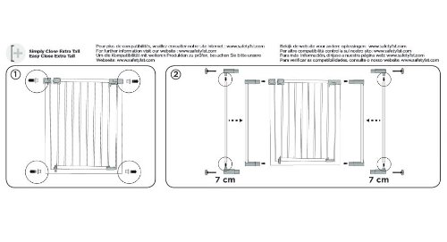 Safety 1st Extension para Easy Close Metal y Auto Close, Extension de 28 cm para barrera de seguridad metalica, color blanco - 28 cm