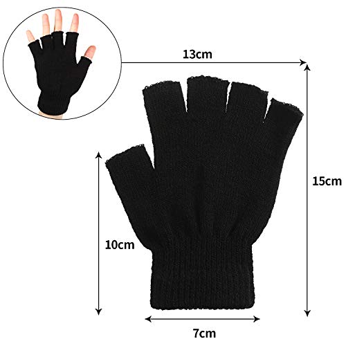 SATINIOR 2 Pares de Guantes sin Dedos de Muñeca Guantes de Mitad Manoplas sin Dedos para Adultos y Niños (Negro)