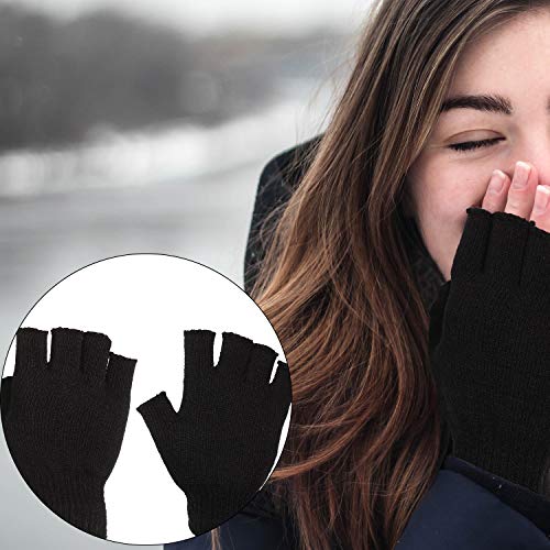 SATINIOR 2 Pares de Guantes sin Dedos de Muñeca Guantes de Mitad Manoplas sin Dedos para Adultos y Niños (Negro)