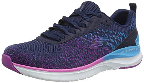 Skechers Ultra Groove, Zapatillas Mujer, Azul (Navy Multi Knit Mesh/Multi Trim), 36 EU