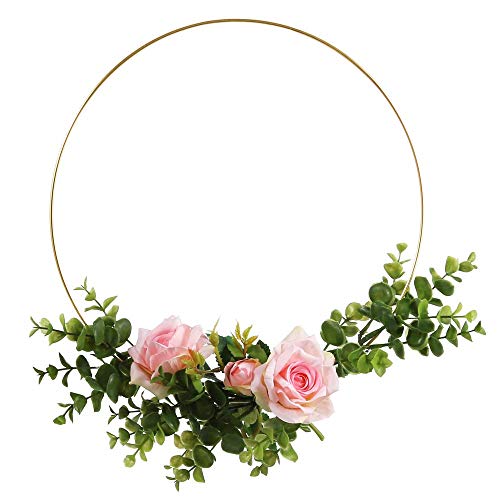 Sntieecr 5 Piezas 50 cm Grande de Metal Aros Floral Anillos de Oro de Metal Macramé para Bricolaje Atrapasueños Macramé, Decoración De Coronas de Boda y Manualidades para Colgar en La Pared