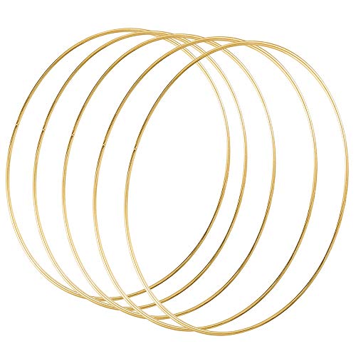 Sntieecr 5 Piezas 50 cm Grande de Metal Aros Floral Anillos de Oro de Metal Macramé para Bricolaje Atrapasueños Macramé, Decoración De Coronas de Boda y Manualidades para Colgar en La Pared