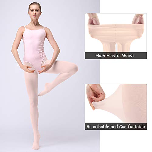 Soudittur Medias de Ballet Danza Para Niñas y Mujer 90 DEN en Rosa, XS (90-110 cm)