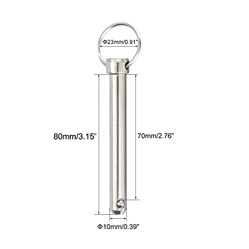 sourcing map Liberación Rápida Pasador 10mmx80mm Hardware Marino para Barco Bimini Cubierta Superior Bisagra