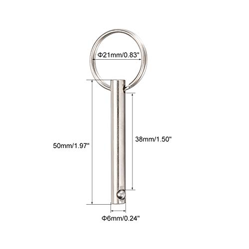 sourcing map Liberación Rápida Pasador 6mmX50mm Hardware Marino para Barco Bimini Cubierta Superior Bisagra 2pcs