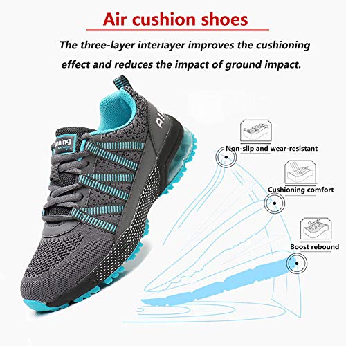 Sumateng Zapatos para Correr Hombre Mujer Air con Absorción de Impactos de Aire Zapatillas de Deportes Tenis Sneakers Gimnasio Entrenamiento Exterior Calzado Deportivo Blue39