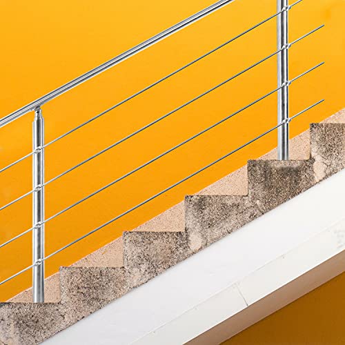 SWANEW Pasamanos escalera acero inox 80*4.2*106.5cm,4 barras,barandilla con kit de instalación,para Exteriores Ático Barandas para Ancianos y niños