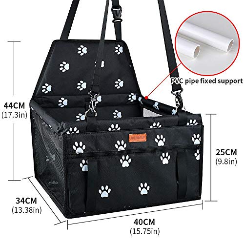 SWIHELP Bolsa de Transporte para Mascotas, Asiento del Coche de Seguridad para Mascotas Perro Gato Plegable Lavable Viaje Bolsas y Otra Mascota Pequeña con Cremallera Bolsillo[ Paw Pattern]