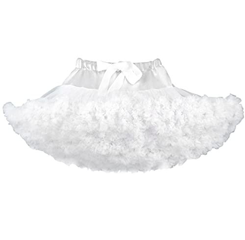 Tipkits Falda de baile para niña, falda corta de tutú, falda, vestido de princesa, vestido de fiesta, ceremonia o fiesta blanco 7-8 Años