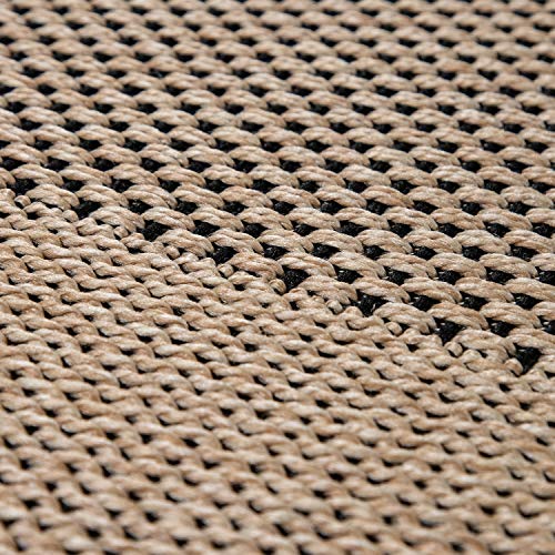 TT Home Alfombra Exterior Interior Balcón Cocina Monocolor Diseño Sisal Ribete, Color:Naturaleza, Tamaño:80x150 cm