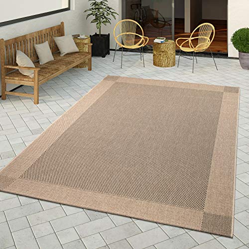 TT Home Alfombra Exterior Interior Balcón Cocina Monocolor Diseño Sisal Ribete, Color:Naturaleza, Tamaño:80x150 cm