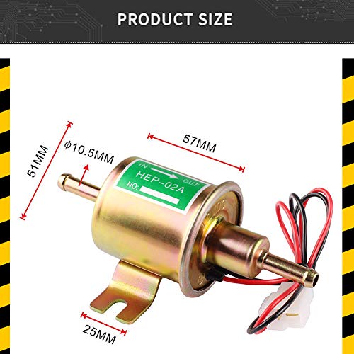 Universal Automotive modificado HEP-02A 12 V Heavy Duty Metal eléctrica bomba de combustible para gasolina y diesel (Dorado)